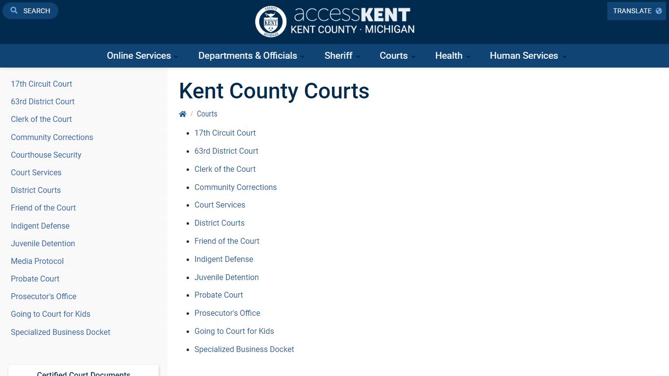 Kent County Courts - Kent County, Michigan