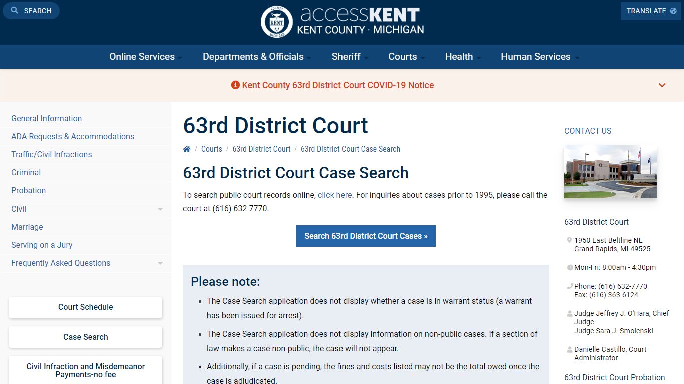 63rd District Court Case Search - Kent County, Michigan