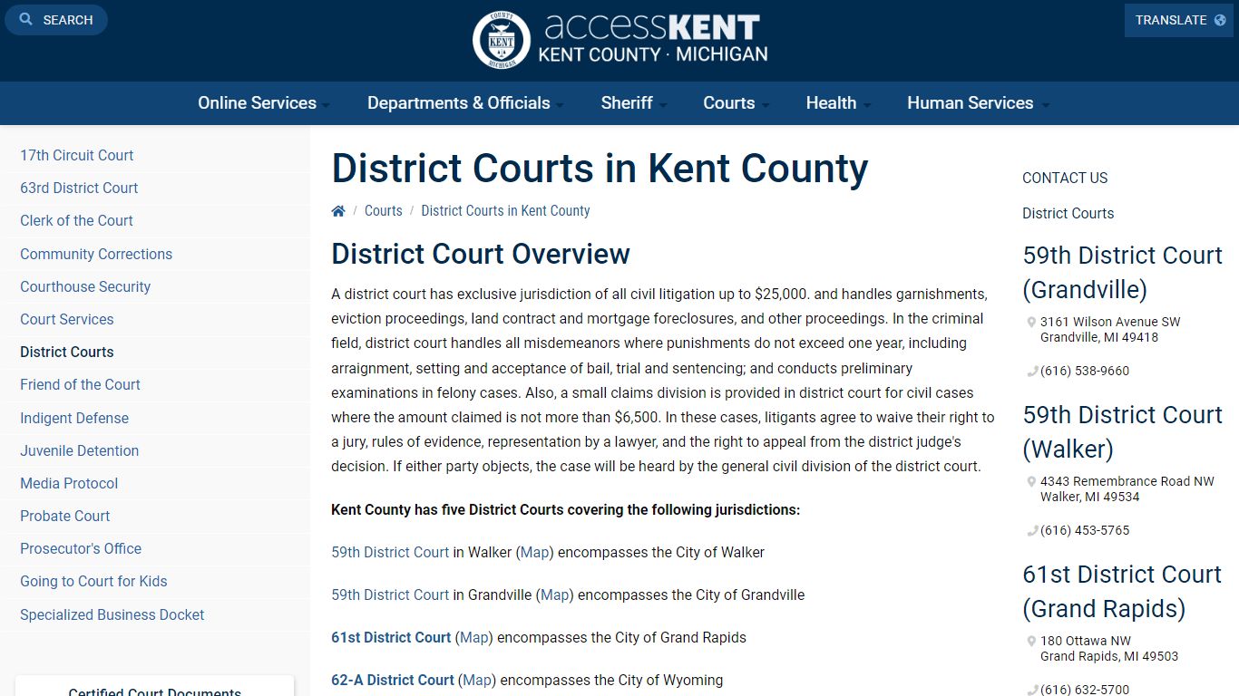 District Courts in Kent County - Kent County, Michigan